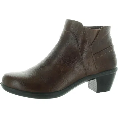 Easy Street Womens Block Heel Manmade Ankle Boots In Brown