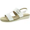 Easy Street Womens Buckle Man Made Ankle Strap In White