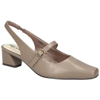 Easy Street Womens Buckle Man Made Slingback Heels In Taupe