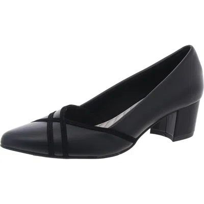 Easy Street Womens Comfort Insole Faux Leather Block Heels In Black