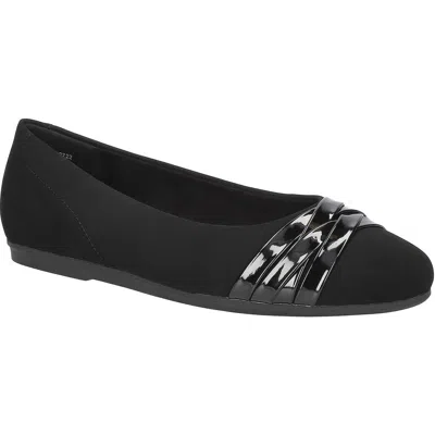Easy Street Womens Comfort Insole Faux Suede Flat Shoes In Black
