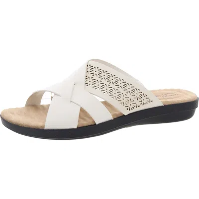 Easy Street Womens Criss-cross Manmade Slide Sandals In White