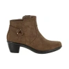 Easy Street Womens Dawnta Block Heel Booties In Brown