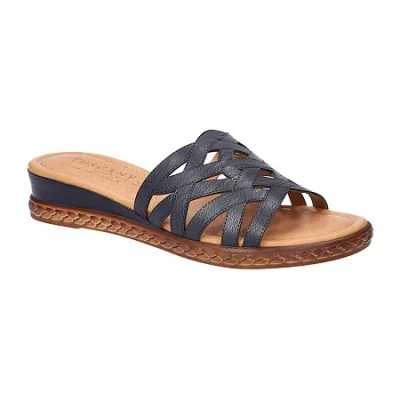 Easy Street Womens Edda Wedge Sandals In Blue