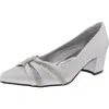 Easy Street Womens Embellished Faux Leather Block Heels In Silver