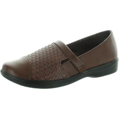 Easy Street Womens Embossed Leather Flat Shoes In Multi