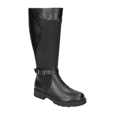 Easy Street Womens Erica Stacked Heel Riding Boots In Black