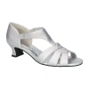 Easy Street Essie Womens Cushioned Footbed Faux Leather Heels In Silver