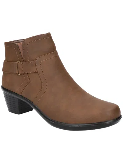 Easy Street Womens Faux Leather Bootie Ankle Boots In Brown