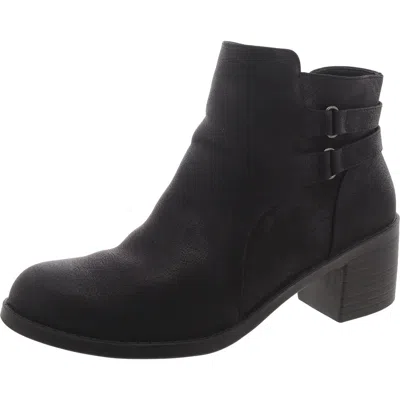 Easy Street Womens Faux Leather Casual Ankle Boots In Black