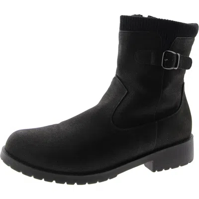 Easy Street Womens Faux Leather Round Toe Ankle Boots In Black