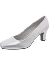 Easy Street Womens Faux Leather Square Toe Pumps In Silver