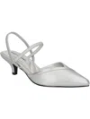 Easy Street Womens Faux Leather Strappy Kitten Heels In Silver
