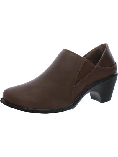 Easy Street Womens Faux Leather Stretch Booties In Brown