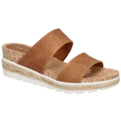 Easy Street Womens Faux Leather Stretch Espadrilles In Brown