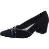 EASY STREET WOMENS FAUX LEATHER TRIM FAUX SUEDE BLOCK HEELS