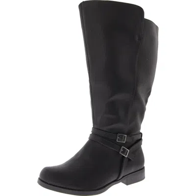 Easy Street Womens Faux Leather Wide Calf Knee-high Boots In Black