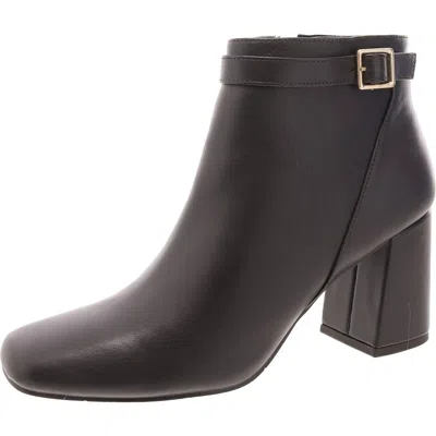 Easy Street Womens Faux Leather Zip Up Ankle Boots In Brown