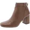 Easy Street Winnipeg Womens Zipper Faux Leather Booties In Brown