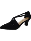 Easy Street Elegance Womens Faux Leather Pointed Toe Pumps In Black