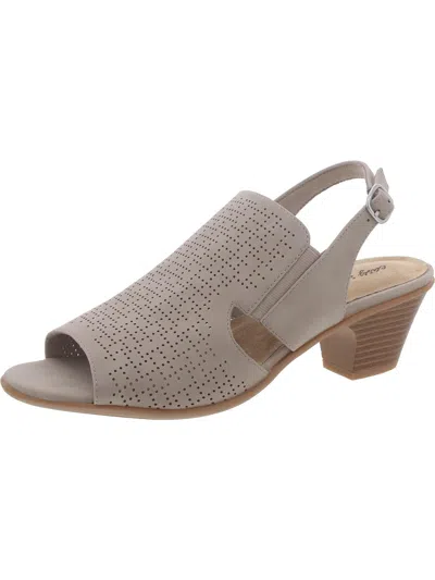 Easy Street Womens Faux Suede Perforated Slingback Sandals In Grey