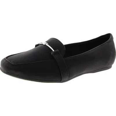 Easy Street Womens Flex Fit Man Made Flat Shoes In Black