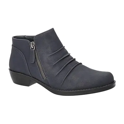 Easy Street Womens Jacoba Block Heel Booties In Blue