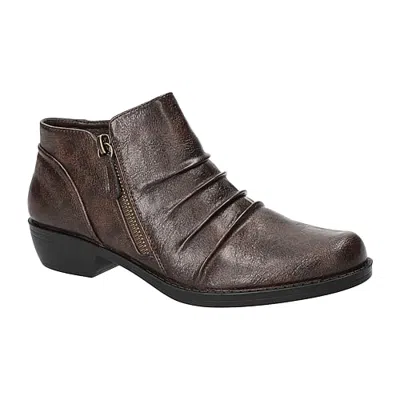 Easy Street Womens Jacoba Block Heel Booties In Brown