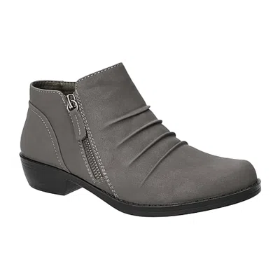 Easy Street Womens Jacoba Block Heel Booties In Gray
