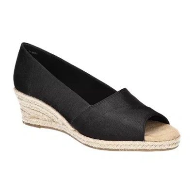 Easy Street Jasper Womens Peep Toe Slip On Wedge Sandals In Black Thai Silk