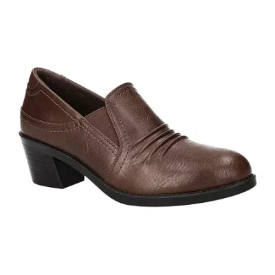 Easy Street Womens Joplin Block Heel Booties In Brown