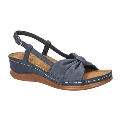 Easy Street Jupiter Slingback Platform Wedge Sandal In Blue