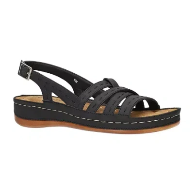 Easy Street Kehlani Womens Faux Leather Slip On Huarache In Black