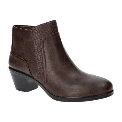 Easy Street Womens Langley Block Heel Booties In Brown