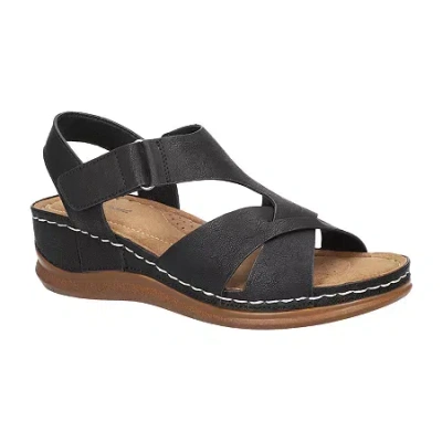 Easy Street Womens Lani Wedge Sandals In Black
