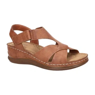 Easy Street Womens Lani Wedge Sandals In Animal Print