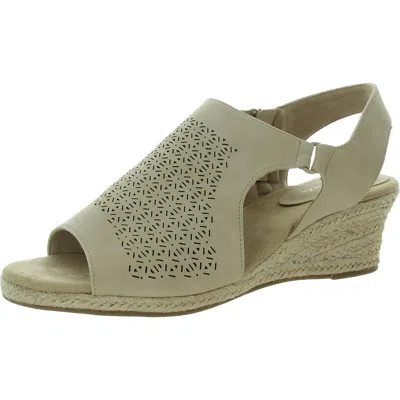 Easy Street Womens Laser Cut Faux Leather Ankle Strap In Beige