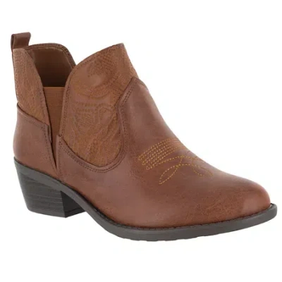 Easy Street Womens Legend Block Heel Booties In Brown