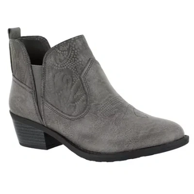 Easy Street Womens Legend Block Heel Booties In Gray
