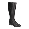 Easy Street Womens Luella Plus Wide Calf Stacked Heel Riding Boots In Black