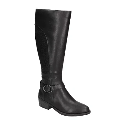Easy Street Womens Luella Plus Wide Calf Stacked Heel Riding Boots In Black