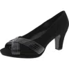 Easy Street Womens Mixed Media Faux Leather Heels In Black Lamy