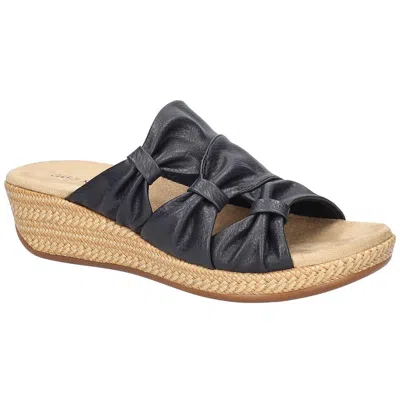 Easy Street Womens Open Back Manmade Wedge Sandals In Black
