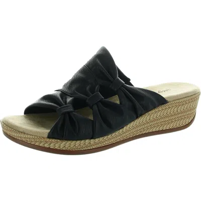 Easy Street Womens Open Back Manmade Wedge Sandals In Blue
