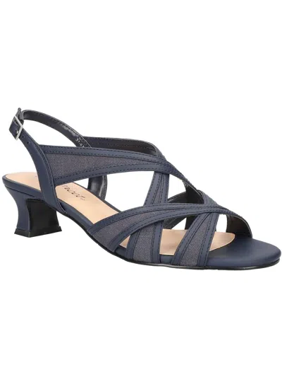 Easy Street Womens Open Toe Dressy Ankle Strap In Navy
