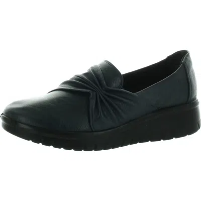 Easy Street Womens Padded Insole Leather Flat Shoes In Blue