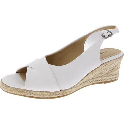 Easy Street Womens Padded Insole Manmade Wedge Sandals In White - Manmade - Faux Leather