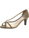 Easy Street Womens Peep Toe Glitter Kitten Heels In Gold