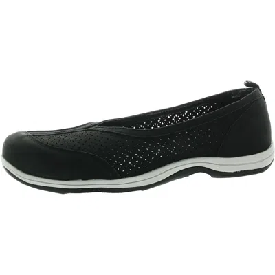 Easy Street Womens Perforated Man Made Flat Shoes In Black