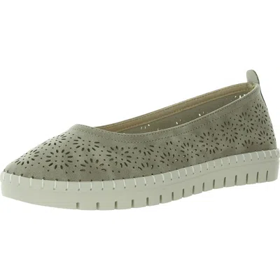Easy Street Womens Perforated Man Made Flat Shoes In Grey